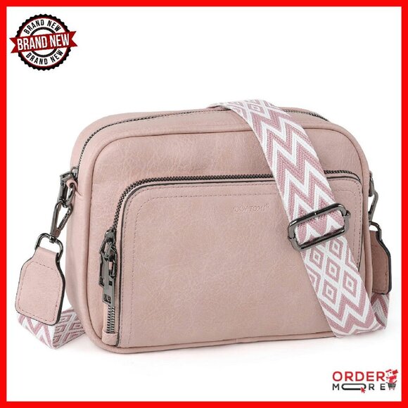 Handbags - Leather Crossbody Bag with 8 Card Slots, Anti-Theft Design, Adjustable Strap